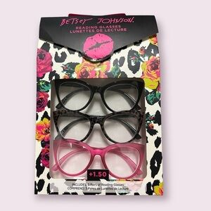 Betsey Johnson 3PCK Reading Glasses Set